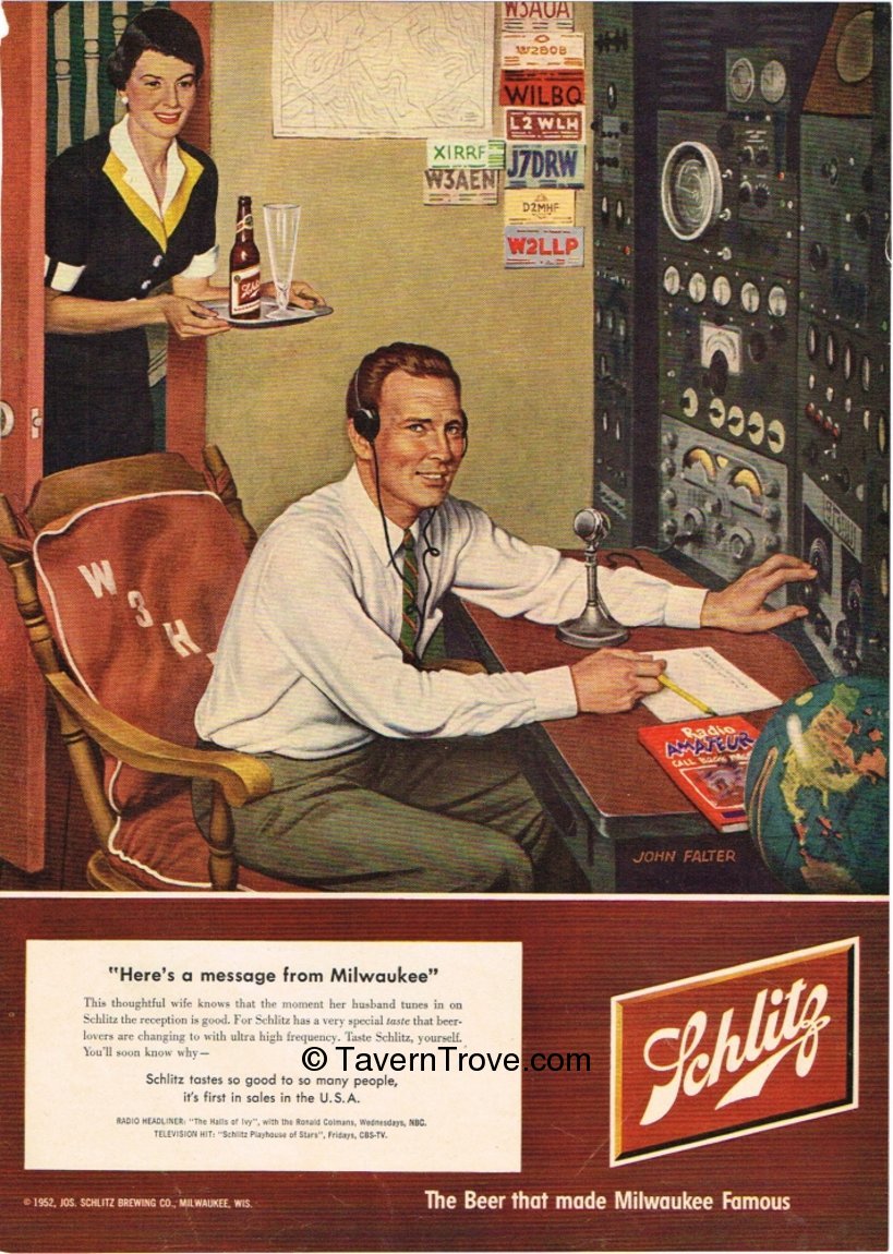 Item #79177 1952 Schlitz Beer Paper Ad