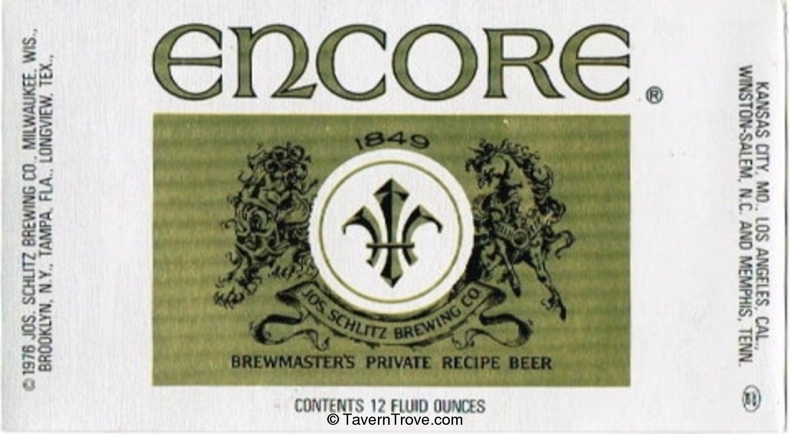 Schlitz Encore Beer