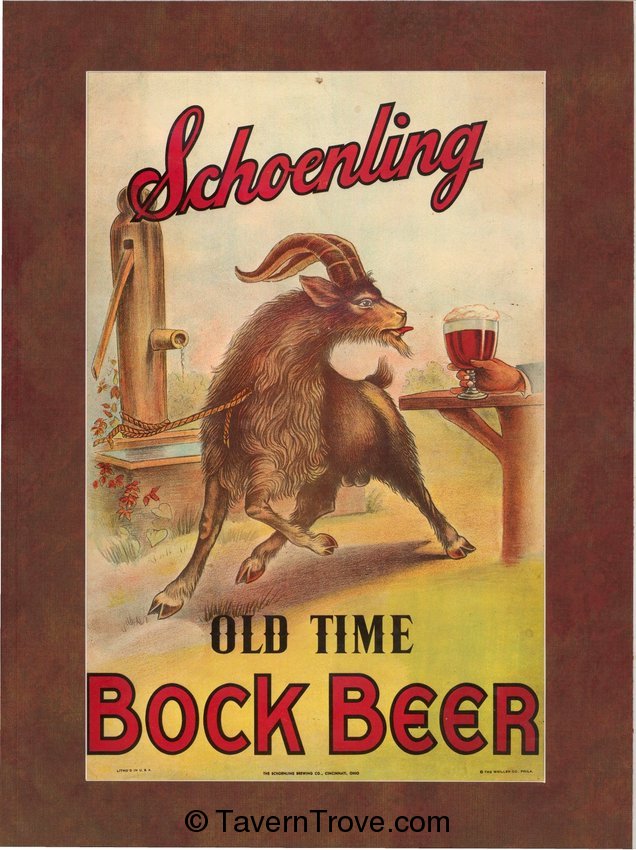 Schoenling Bock Beer Paper Sign