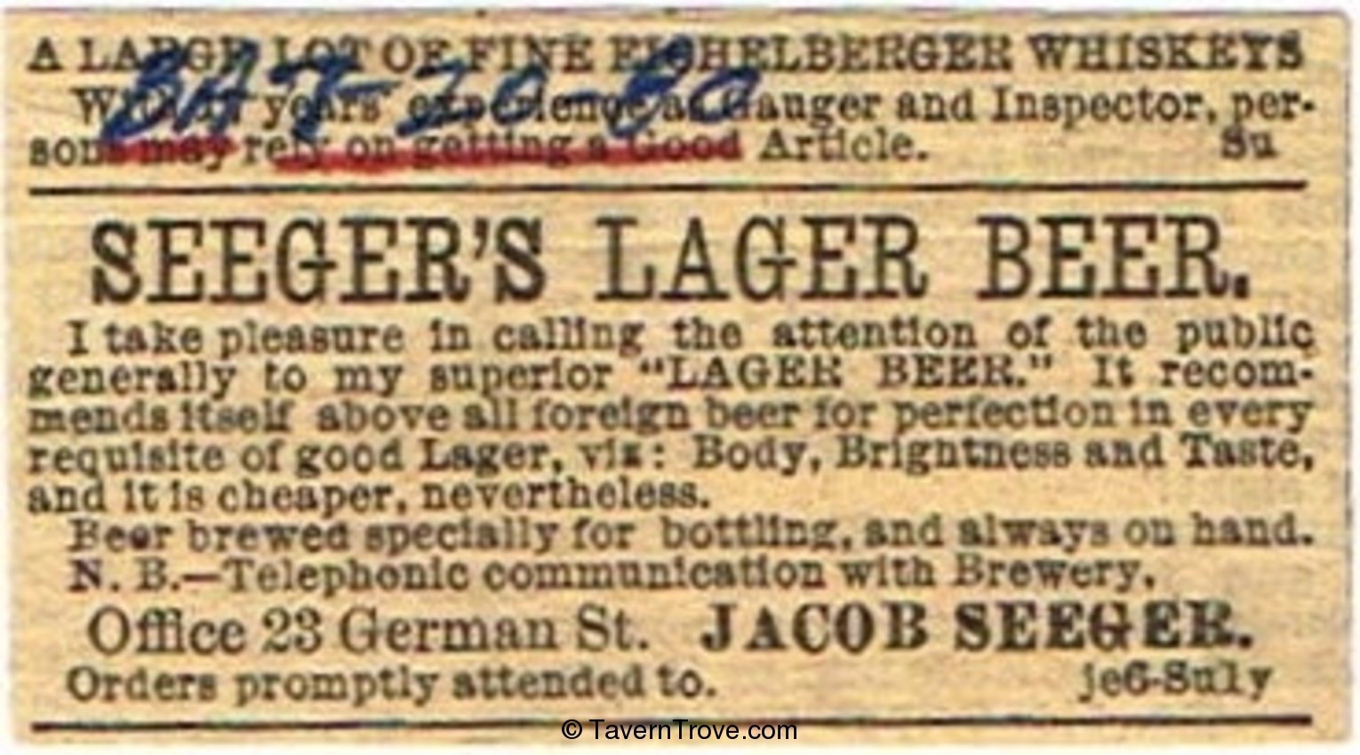 Seeger's Lager Beer