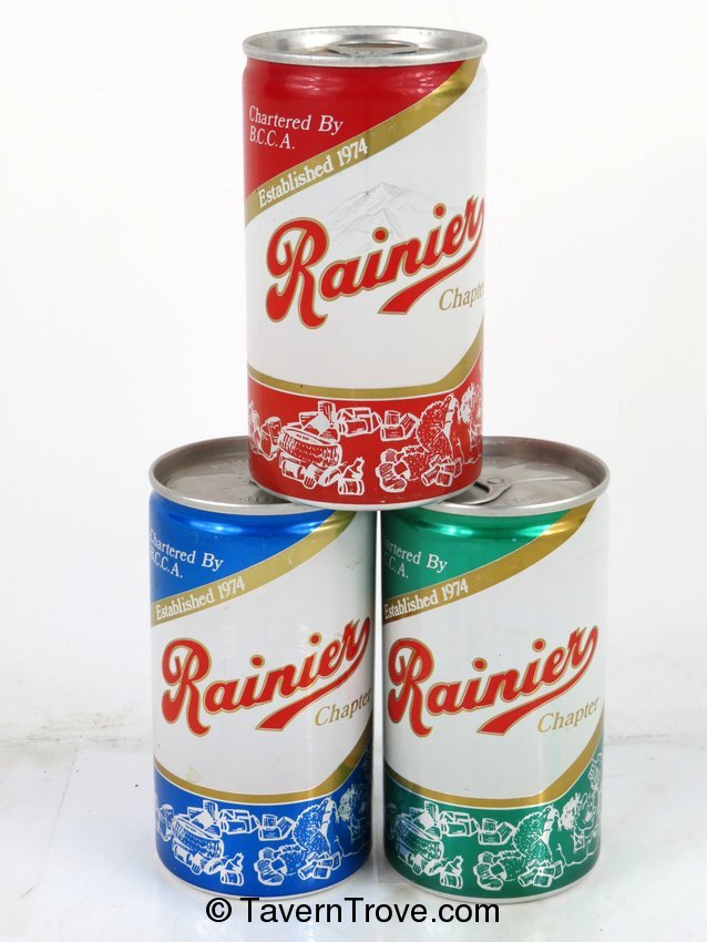 Set of 3 Rainier BCCA Chapter Beer Cans