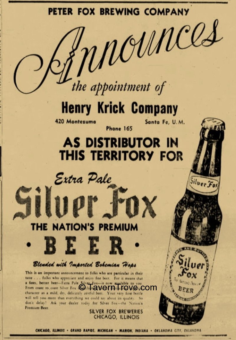 Item #52929 1947 Silver Fox Beer Paper Ad