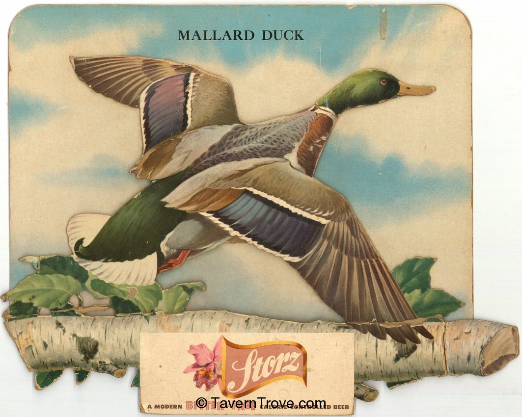 Storz Beer Mallard Duck Cardboard Wall Sign