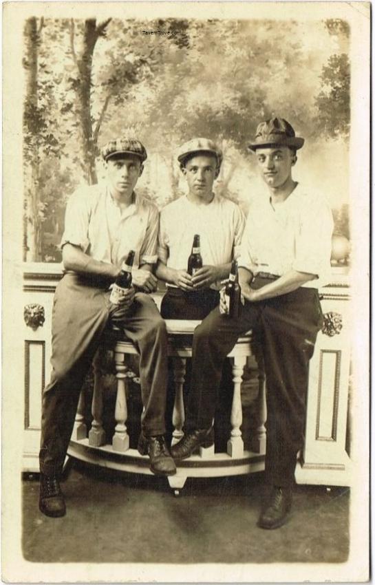 Three Men Drinking Leisy Beer