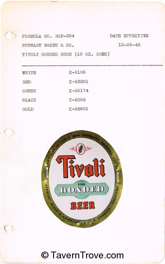 Tivoli Beer (Proof Sheet)