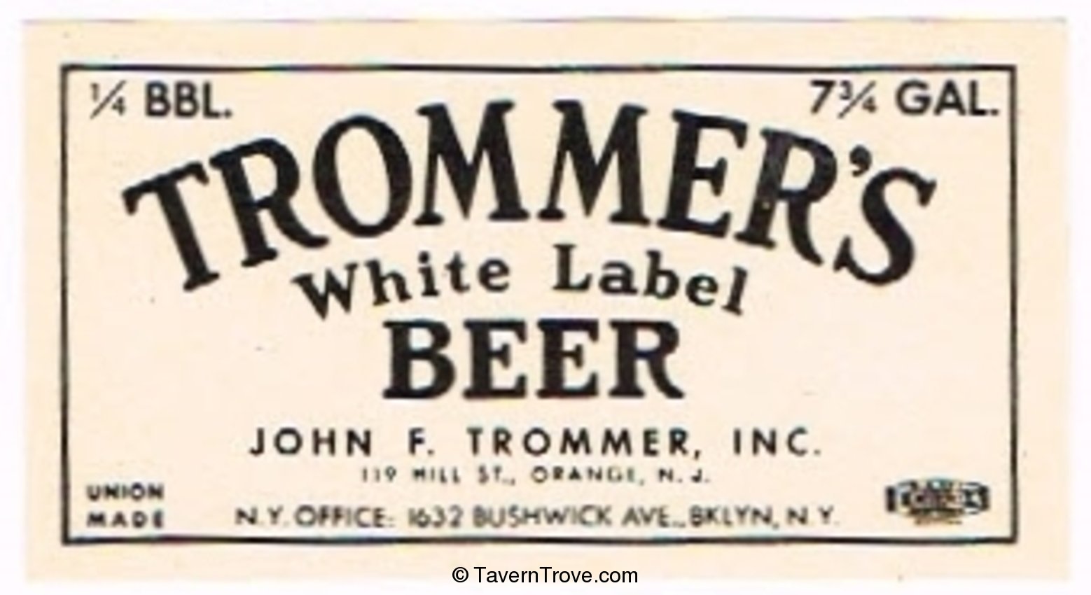 Trommer's While Label Beer