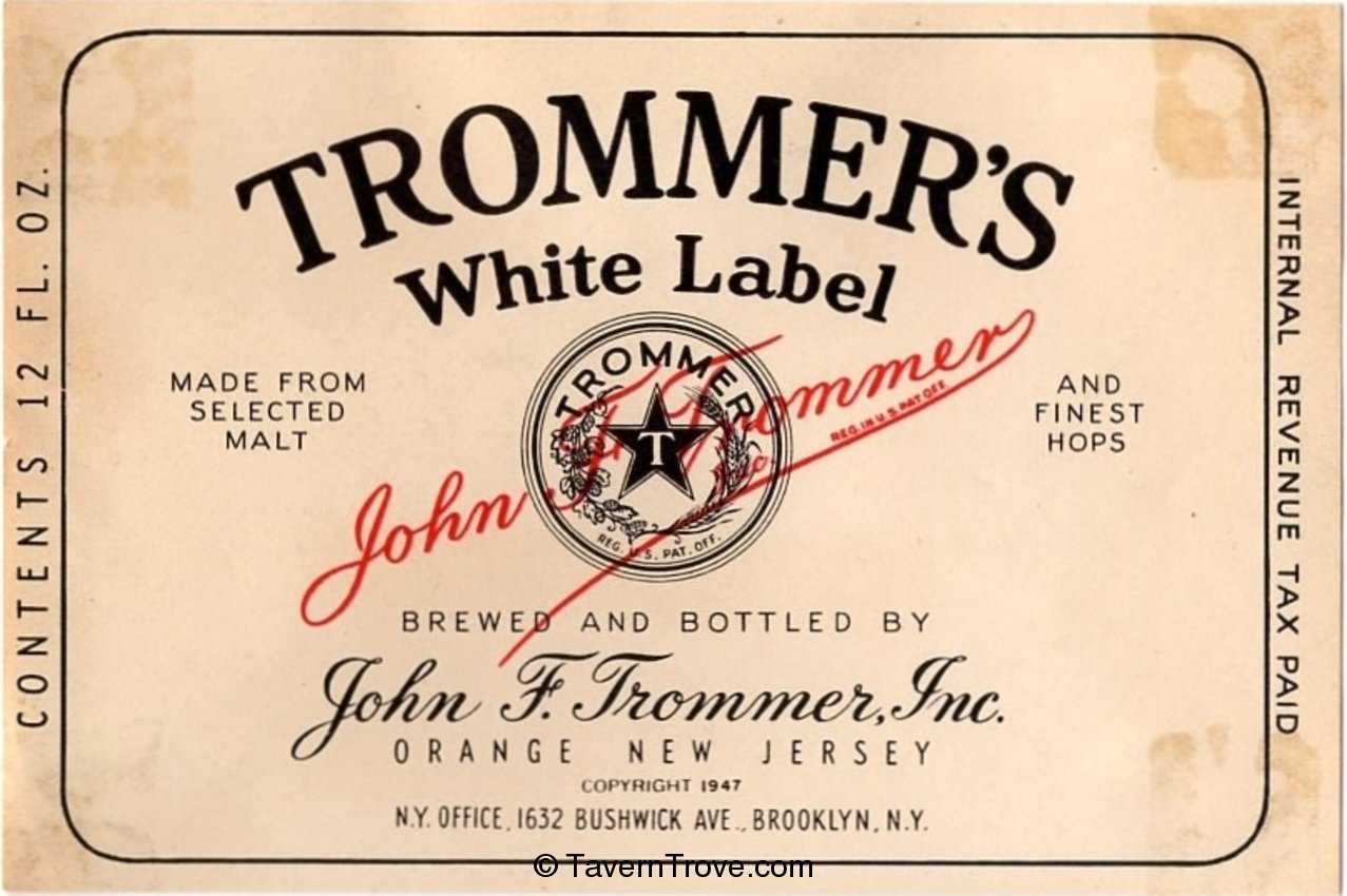 Trommer's White Label  Beer