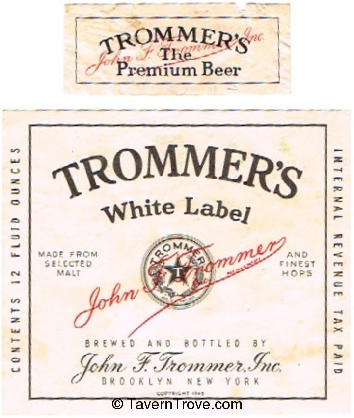 Trommer's White Label Beer 