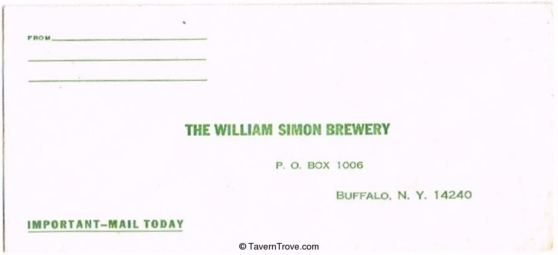 William Simon Brewery Envelope