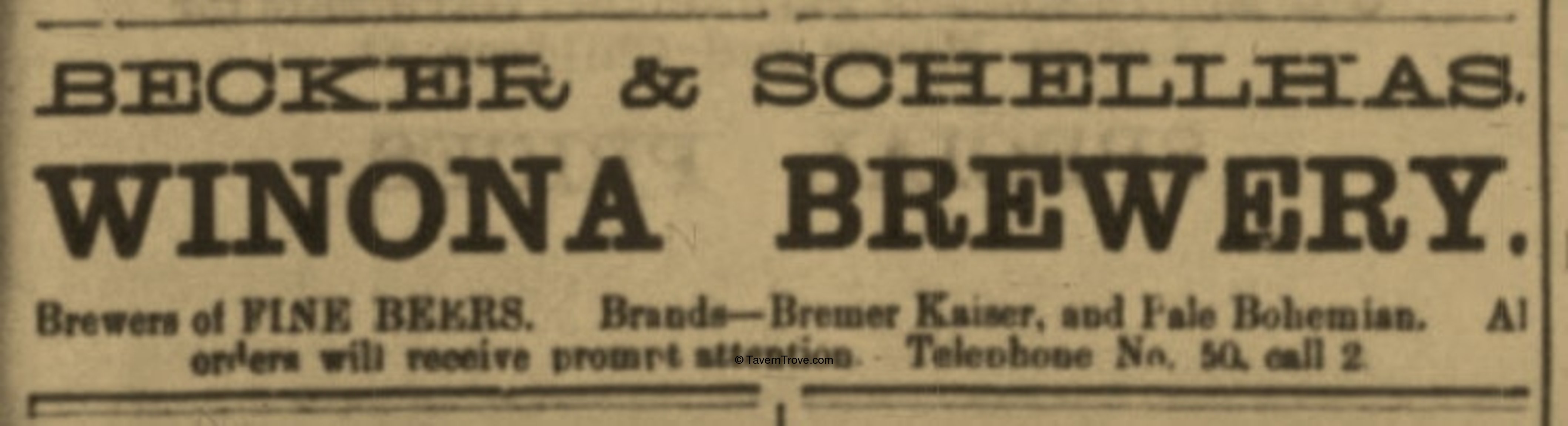 Item 39875 1889 Winona Brewery Paper Ad