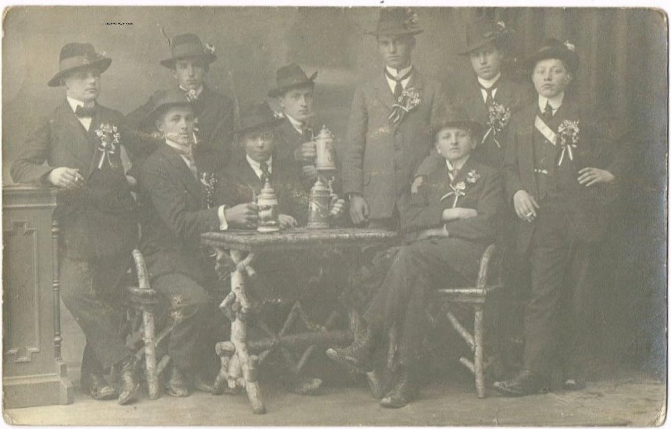 Young Men And Boys With Hats And Beer Steins RPPC