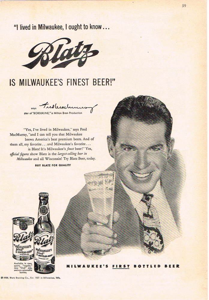 Item Blatz Beer Testimonial Paper Ad