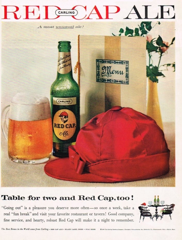 Vintage red cap ale hot beer sign