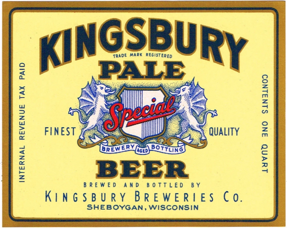 Item #81412 1943 Kingsbury Pale Beer Label WI458