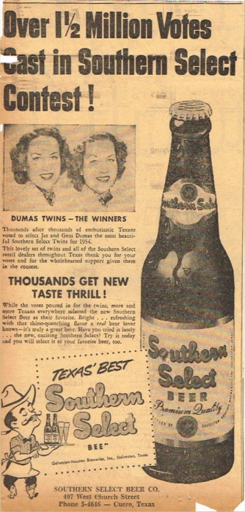 Item #77588 1953 Southern Select Beer Paper Ad