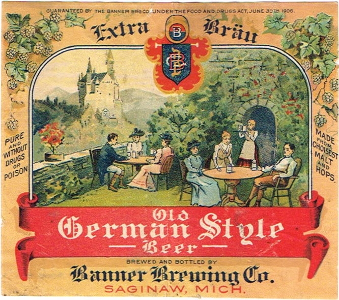 Item #86443 1906 Extra Bräu Old German Beer Label CS70-25