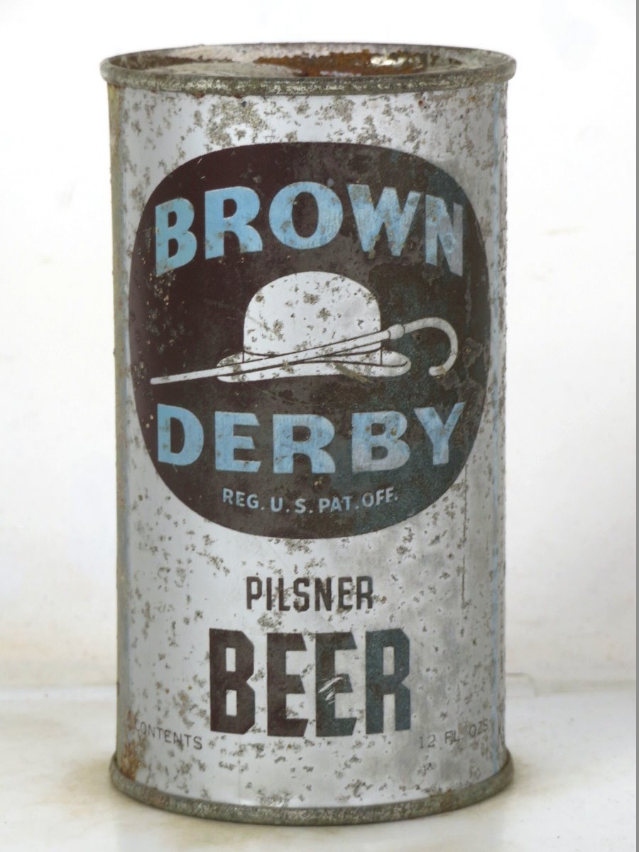 Item #1100 1937 Brown Derby Pilsner Beer Flat Top Can Oi-127