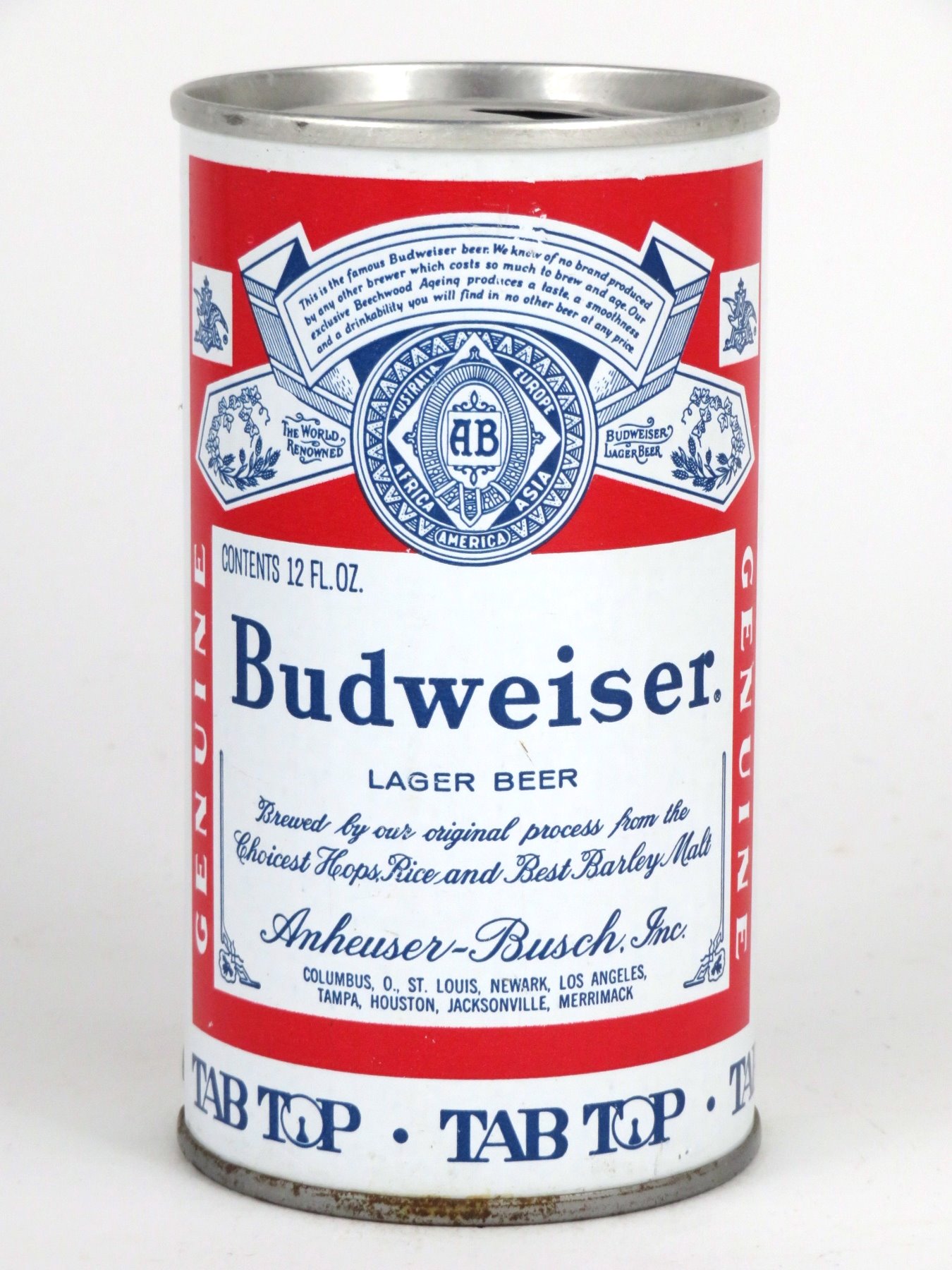 Item #35218 1970 Budweiser Lager Beer Tab Top Can No Ref.