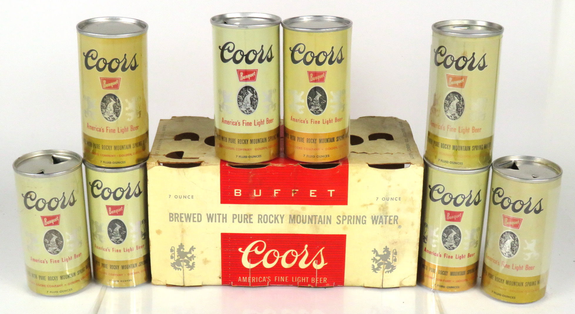 Item #94939 1962 Coors Buffet Beer (7oz cans) Six-pack Holder