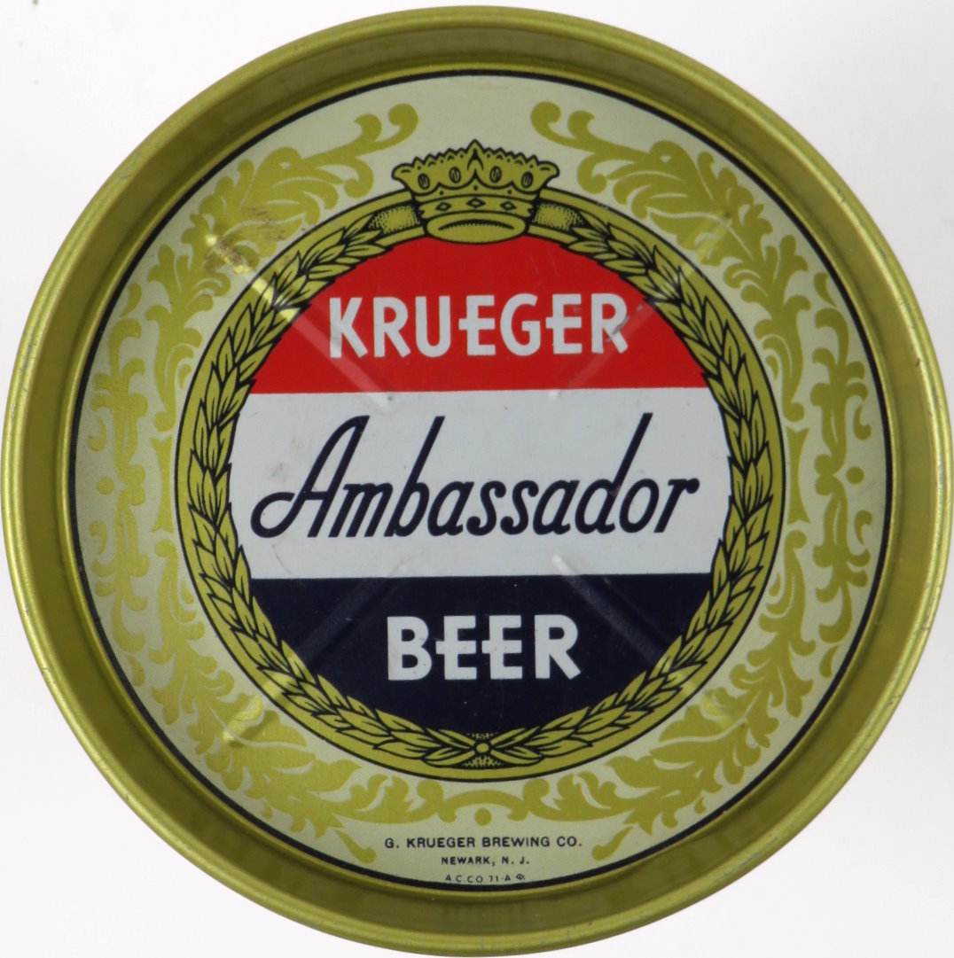 Item 17511 1948 Krueger Ambassador Beer Tin Coaster