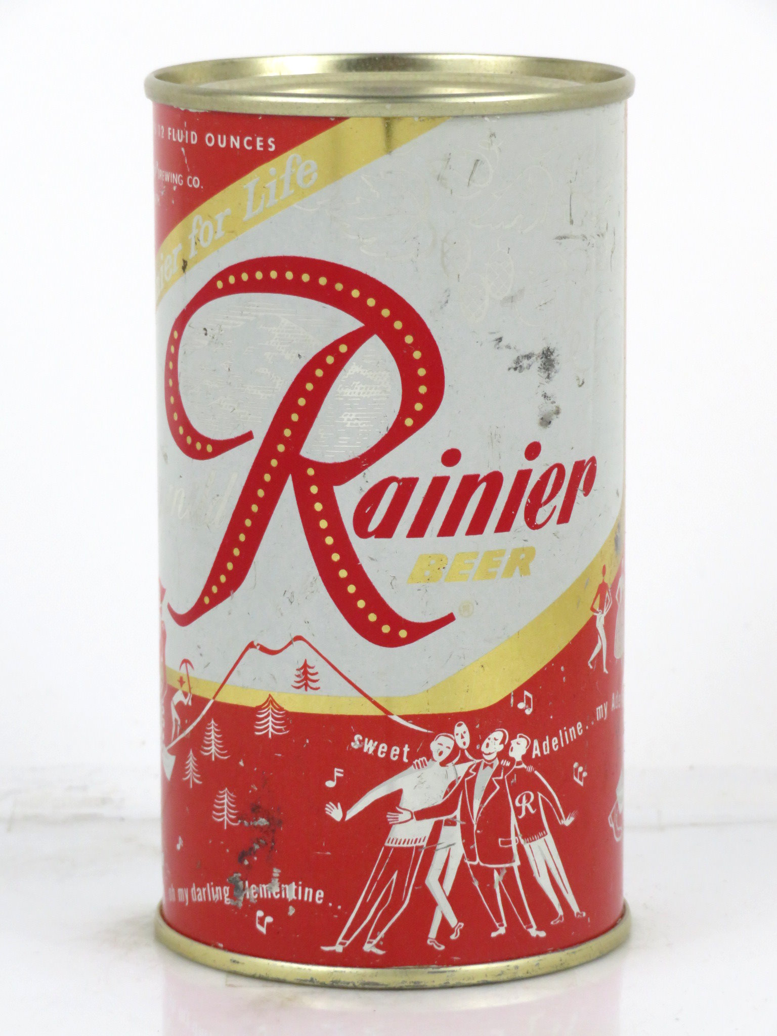 Item #96156 1957 Rainier Jubilee Beer (Thunderbird Red) Flat Top Can ...