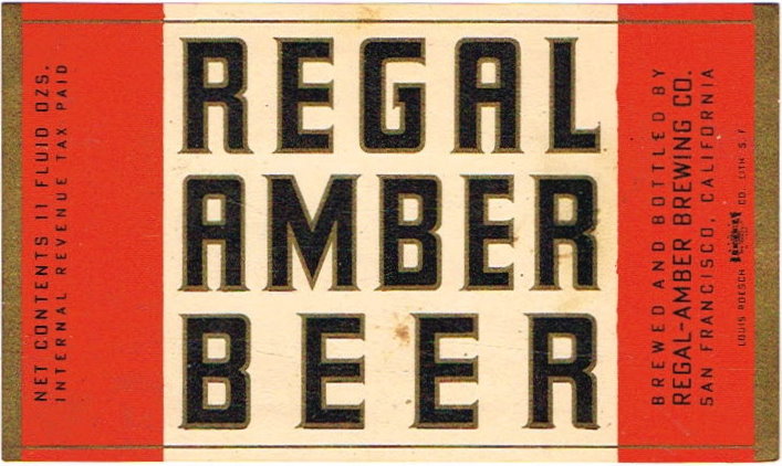 Item #81448 1937 Regal Amber Beer Label WS42-12