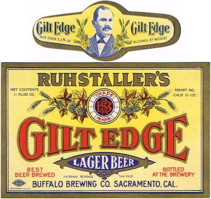 Item #49766 1934 Ruhstaller's Gilt Edge Lager Beer Label WS29-02